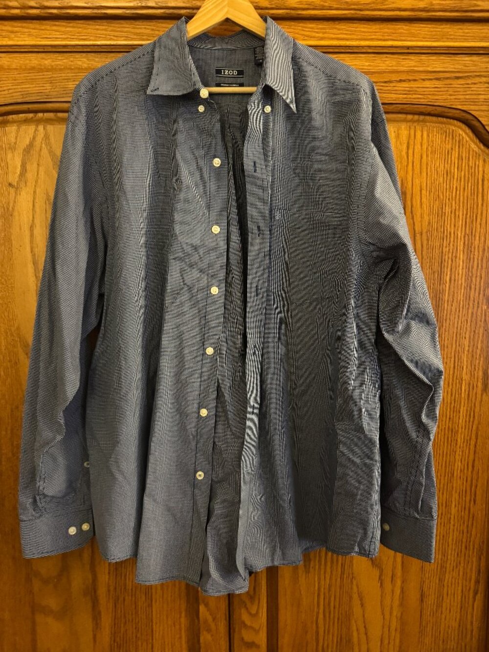 Izod Men's Navy Micro-Check Dress Shirt